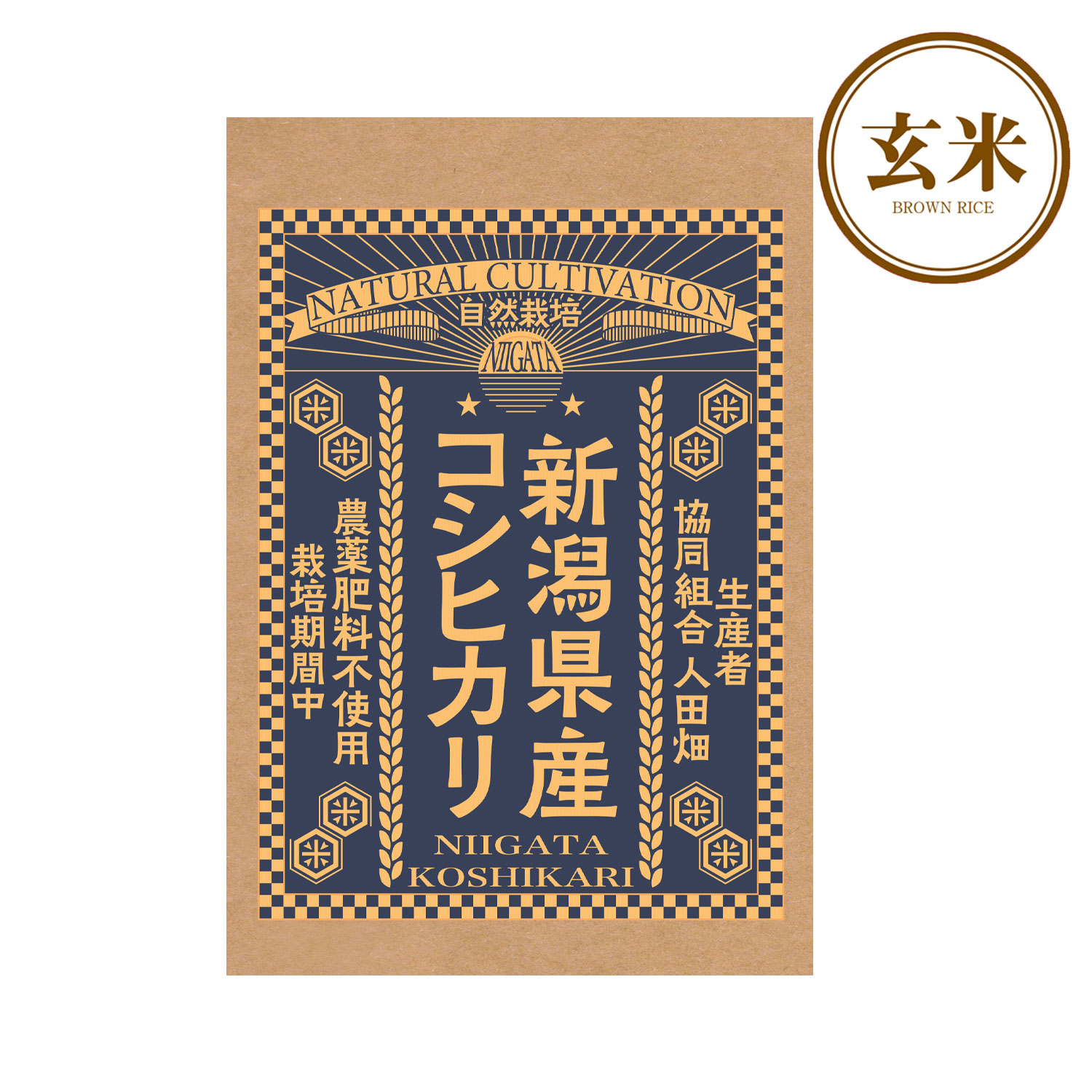 【玄米】令和6年産自然栽培 新潟県産コシヒカリ 300g  真空パック（生産者：協同組合 人田畑）