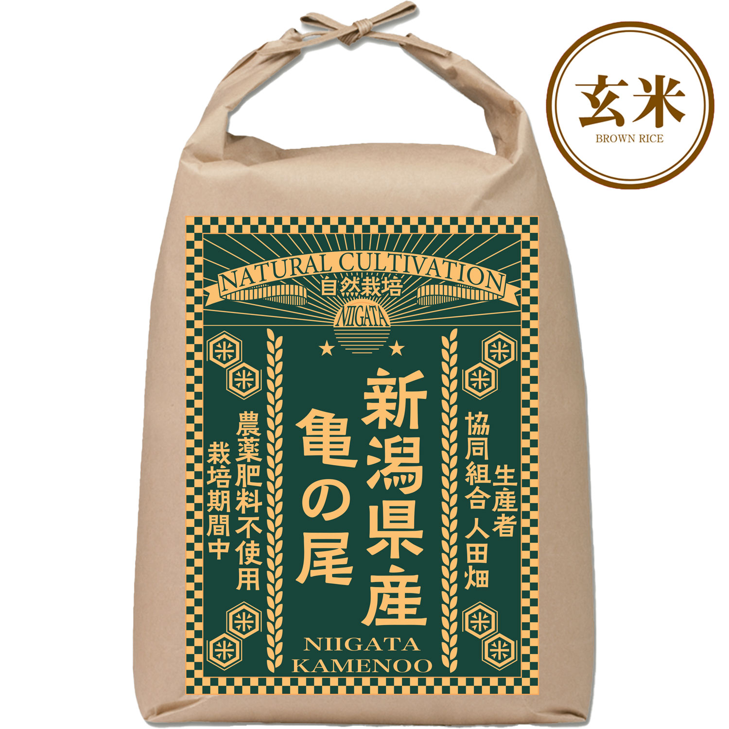 【玄米】令和6年産自然栽培 新潟県産亀の尾 2kg  (生産者：協同組合 人田畑）